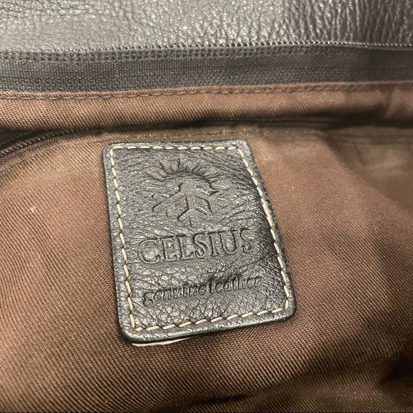 Celsius, Black big bag purse with tassel and silver details.  Genuine leather. - Picture 3 of 4